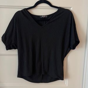 Missguided black ribbed bat-sleeved t-shirt